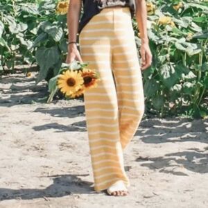 Zara knit striped pants yellow and white wide leg  med (or small)